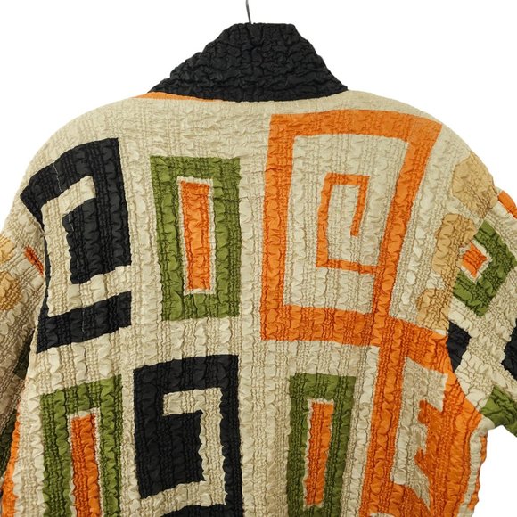 Pleats Collection Pings Imports Crinkle Stretch Geometric Full Zip Jacket Womens - Picture 13 of 16